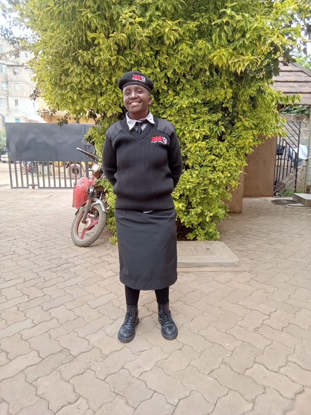 ATS Group All Things Security officer in full uniform on duty in Nairobi